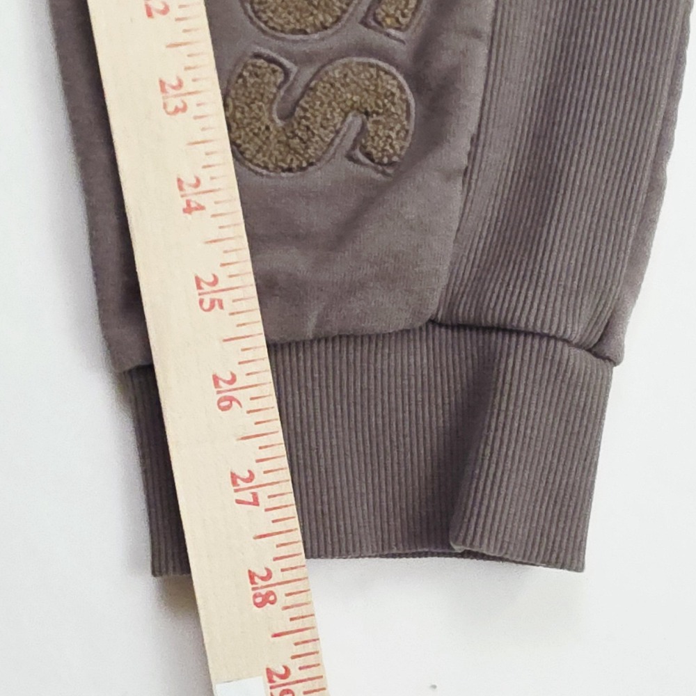 GUESS Joggers Women Large Brown Chenille Logo Ribbed Fleece Sweatpants - Picture 7 of 9